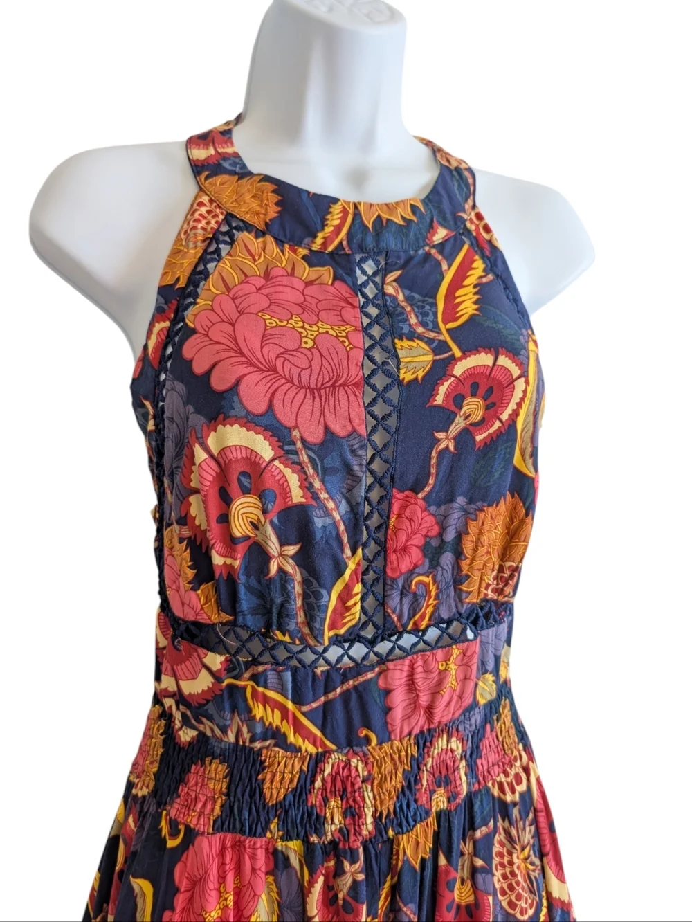 Jaase Endless Summer Maxi Dress Navy Blue Halter Open Back Sz M Summer Vacation - Picture 4 of 10